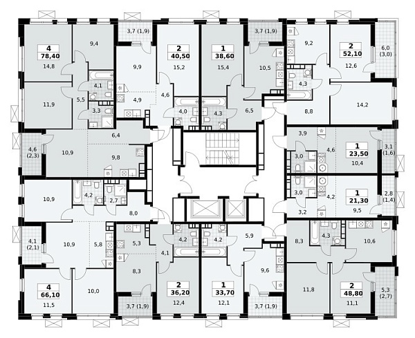 Количество комнат: 2,  48.8 кв.м.