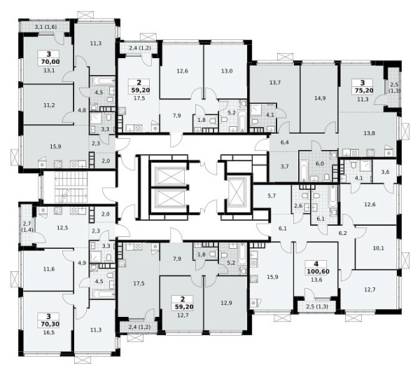 Количество комнат: 3,  70 кв.м.