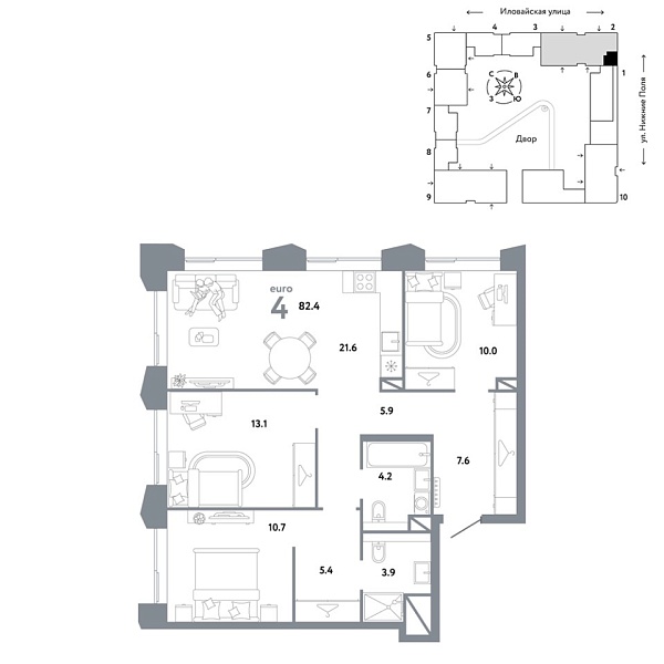 Новая 4-к квартира
 82.4 м² на 20/38 этаже в ЖК «Страна.Заречная» в городе Тюмень 
