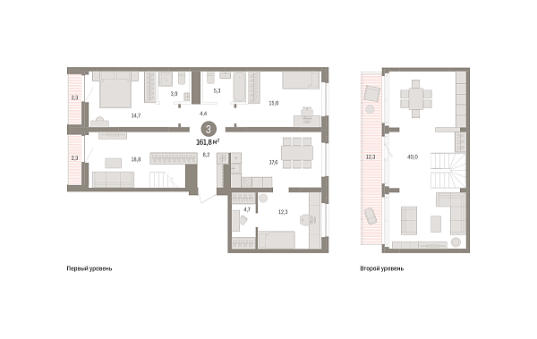Новая 3-к квартира
 161.8 м² на 9/9 этаже в ЖК «Речной порт» в городе Тюмень 