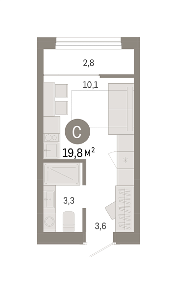 Новая квартира-студия
 19.82 м² на 8/9 этаже в ЖК «Республики 205» в городе Тюмень 