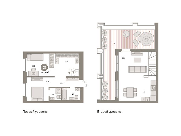 Новая 2-к квартира
 103.9 м² на 9/9 этаже в ЖК «Квартал «Метроном»» в городе Тюмень 
