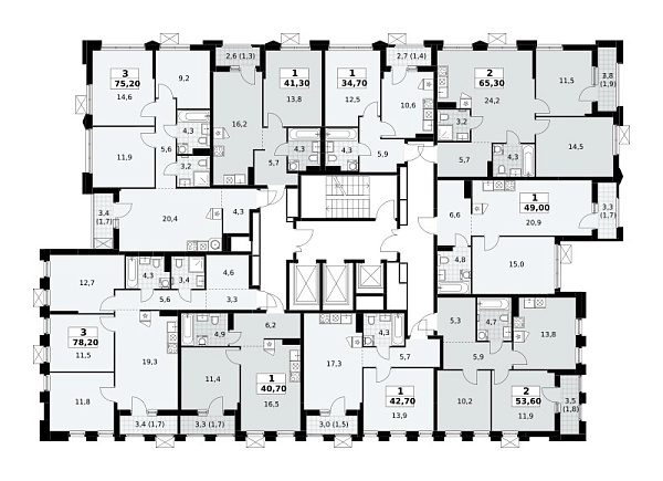 Количество комнат: 1,  42.7 кв.м.