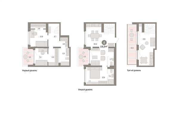 Новая 4-к квартира
 130.97 м² на 3/4 этаже в ЖК «Европейский квартал» в городе Тюмень 