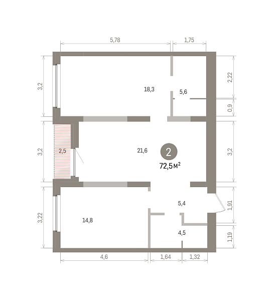 Количество комнат: 2,  72.47 кв.м.