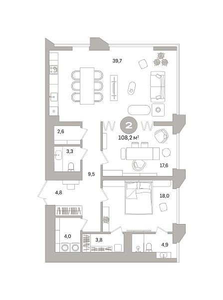 Количество комнат: 2,  108.18 кв.м.