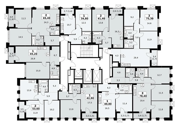Количество комнат: 3,  78.4 кв.м.