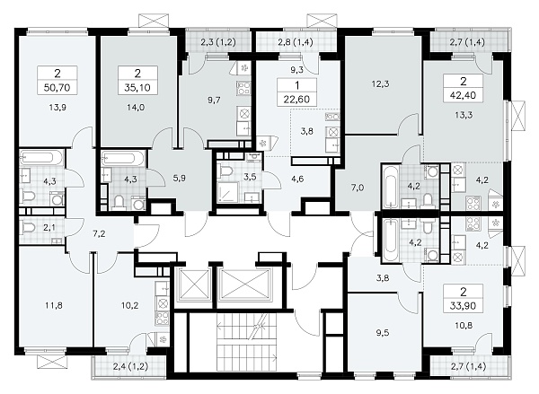 Количество комнат: 2,  33.9 кв.м.