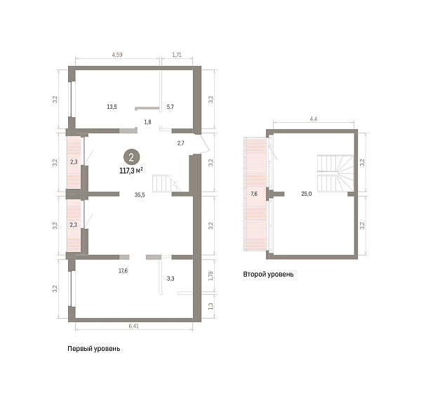 Количество комнат: 2,  117.3 кв.м.