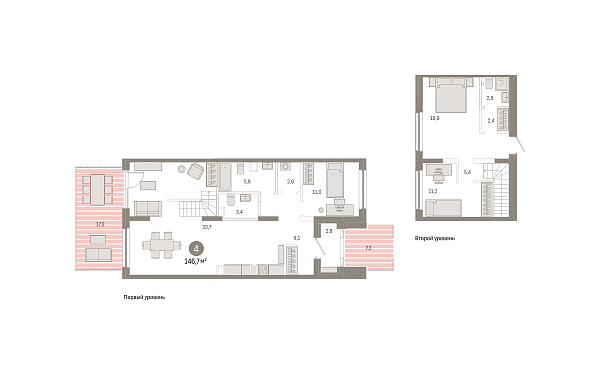 Новая 4-к квартира
 146.65 м² на 1/9 этаже в ЖК «Октябрьский на Туре» в городе Тюмень 