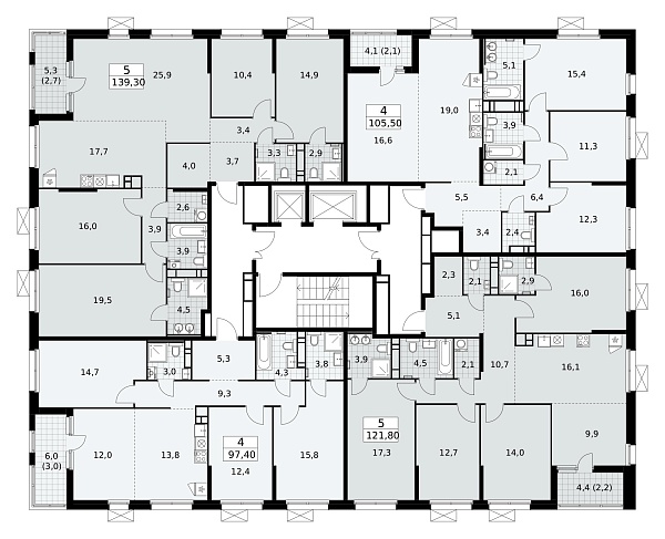 Количество комнат: 4,  97.4 кв.м.