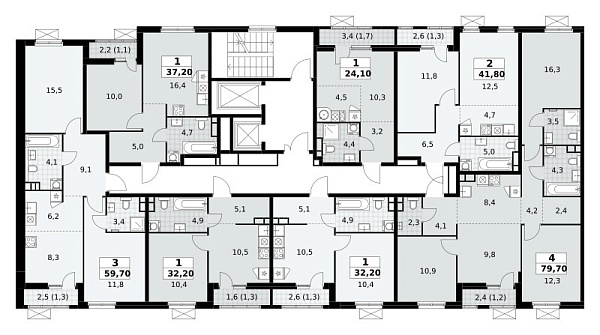 Количество комнат: 3,  59.7 кв.м.