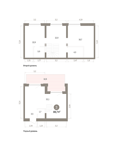 Количество комнат: 3,  88.7 кв.м.