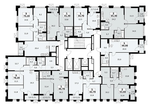 Количество комнат: 2,  65.3 кв.м.