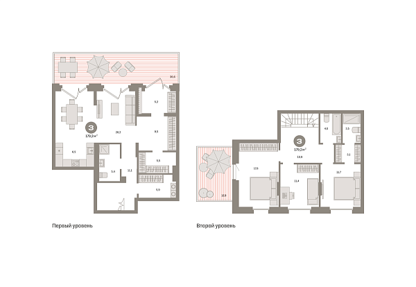 Новая 3-к квартира
 179.2 м² на 1/9 этаже в ЖК «Квартал «Метроном»» в городе Тюмень 