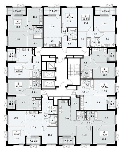 Количество комнат: 2,  38.9 кв.м.