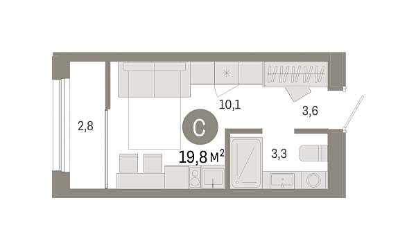 Новая квартира-студия
 19.82 м² на 6/9 этаже в ЖК «Республики 205» в городе Тюмень 