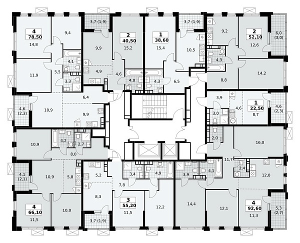 Количество комнат: 2,  40.5 кв.м.