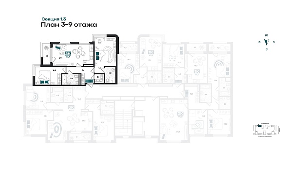 Количество комнат: 2,  73.4 кв.м.