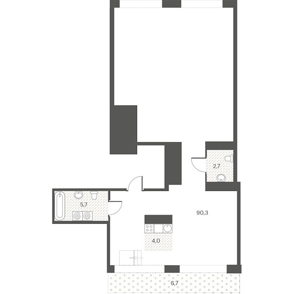 Новая 2-к квартира
 145.6 м² на 9/12 этаже в ЖК «White House» в городе Тюмень 