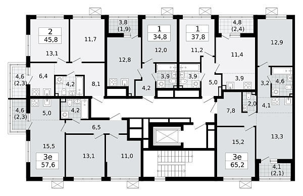 Количество комнат: 2,  44.9 кв.м.