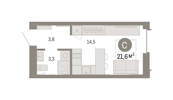 Новая квартира-студия
 21.57 м² на 5/7 этаже в ЖК «Республики 205» в городе Тюмень 