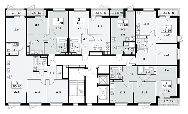 Количество комнат: 2,  39.2 кв.м.