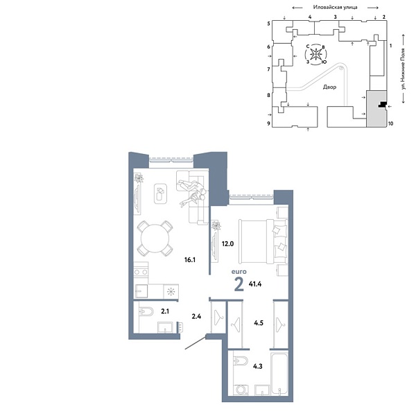 Новая 2-к квартира
 41.4 м² на 28/38 этаже в ЖК «Страна.Заречная» в городе Тюмень 