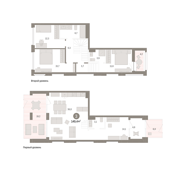 Новая 3-к квартира
 149.43 м² на 1/4 этаже в ЖК «Европейский квартал» в городе Тюмень 