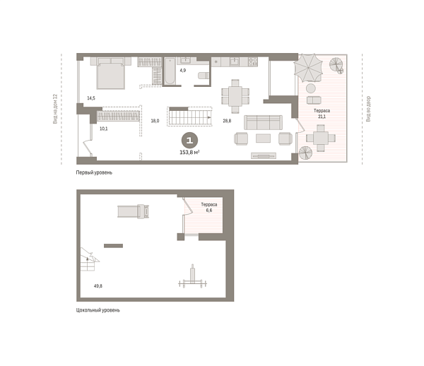 Новая 2-к квартира
 153.78 м² на 1/10 этаже в ЖК «Европейский квартал» в городе Тюмень 