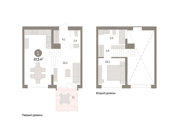 Новая 1-к квартира
 67.53 м² на 1/7 этаже в ЖК «Европейский квартал» в городе Тюмень 