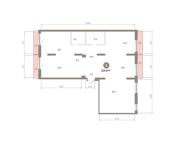 Количество комнат: 4,  123.95 кв.м.
