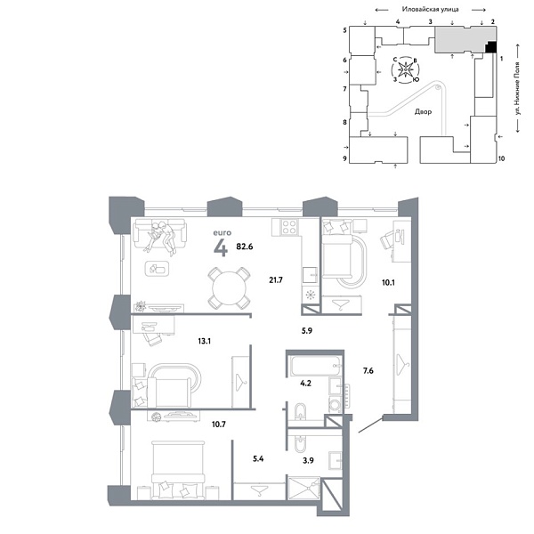 Новая 4-к квартира
 82.6 м² на 29/38 этаже в ЖК «Страна.Заречная» в городе Тюмень 