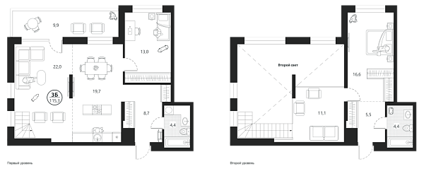 Новая 3-к квартира
 115.3 м² на 15/22 этаже в ЖК «Маэстро» в городе Тюмень 