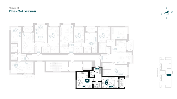 Количество комнат: 1,  50.7 кв.м.