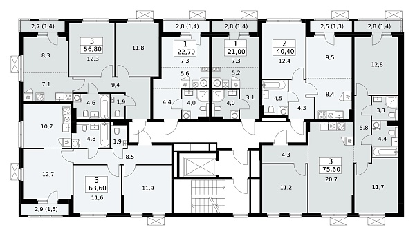 Количество комнат: 2,  40.4 кв.м.