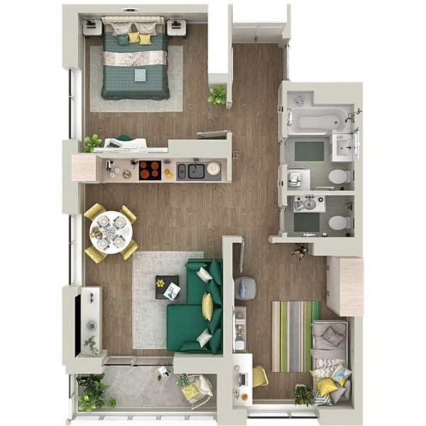 Новая 2-к квартира
 65 м² на 11/21 этаже в ЖК «Гранд Квартал» в городе Тюмень 