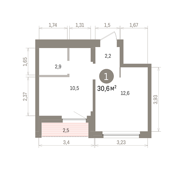 Количество комнат: 1,  30.36 кв.м.