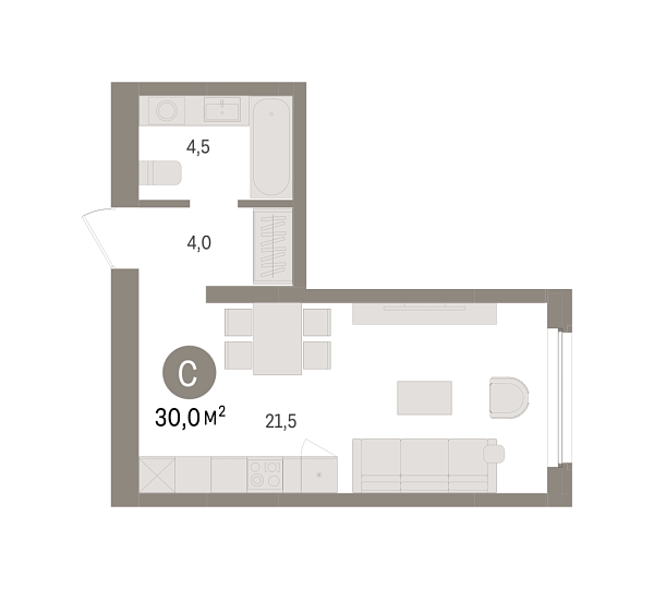 Новая квартира-студия
 30 м² на 2/8 этаже в ЖК «Зарека» в городе Тюмень 