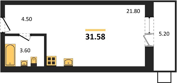 Новая квартира-студия
 31.58 м² на 5/5 этаже в ЖК «Лермонтов» в городе Тюмень 