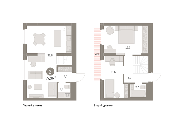 Новая 2-к квартира
 82.35 м² на 8/9 этаже в ЖК «Брусника в Академическом» в городе Тюмень 