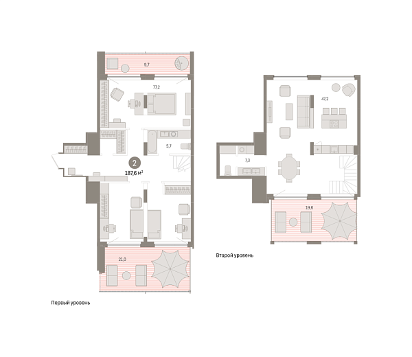 Новая 2-к квартира
 187.75 м² на 3/7 этаже в ЖК «Речной порт» в городе Тюмень 
