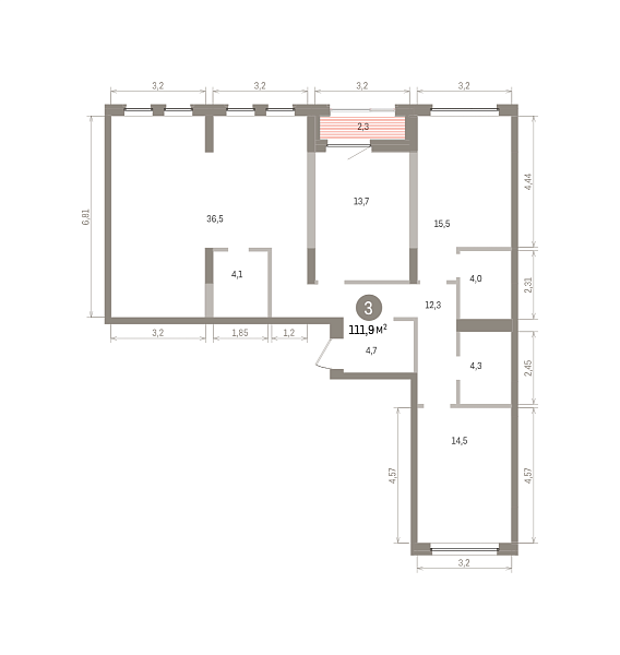 Количество комнат: 3,  111.9 кв.м.