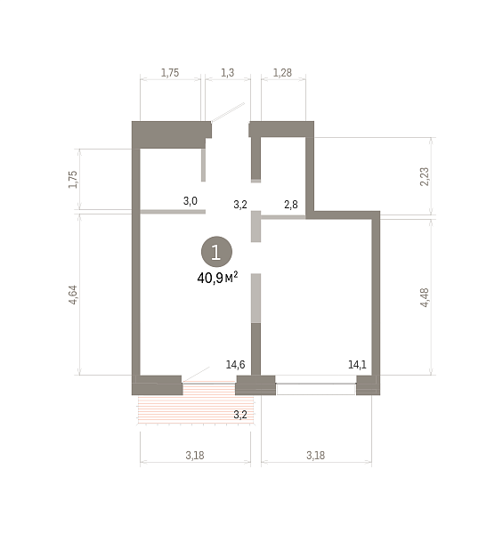 Количество комнат: 1,  40.94 кв.м.