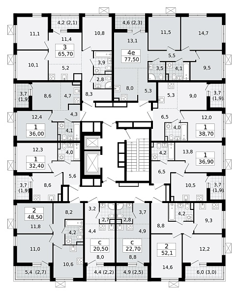 Количество комнат: 4,  65.7 кв.м.
