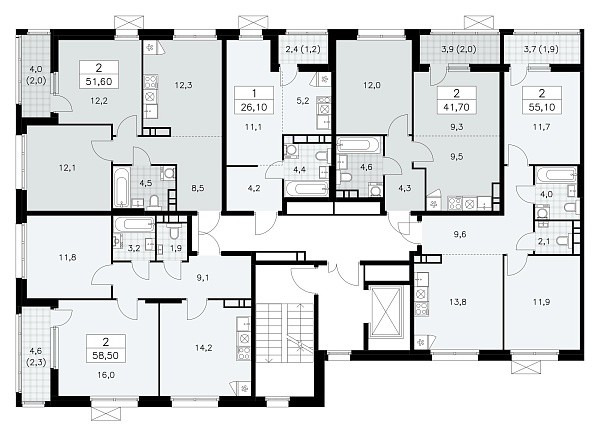 Количество комнат: 2,  41.7 кв.м.