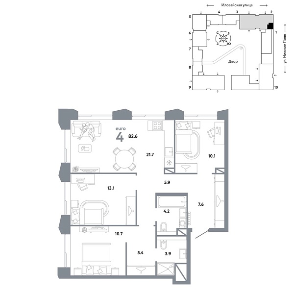 Новая 4-к квартира
 82.6 м² на 32/38 этаже в ЖК «Страна.Заречная» в городе Тюмень 