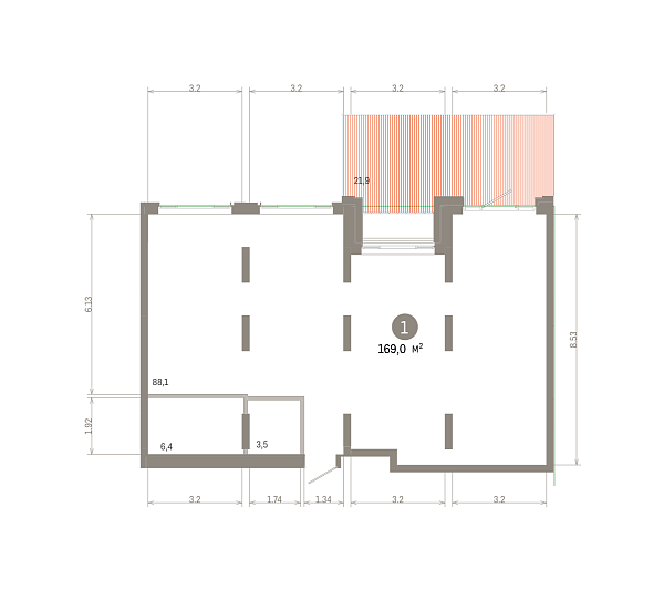 Количество комнат: 1,  168.96 кв.м.