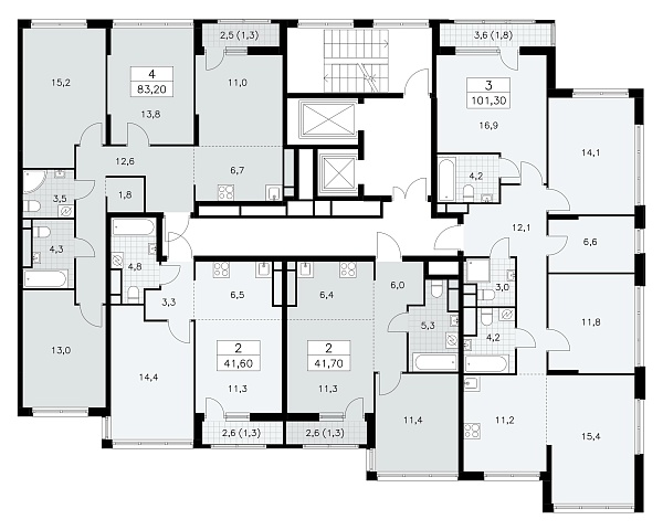 Количество комнат: 3,  101.3 кв.м.