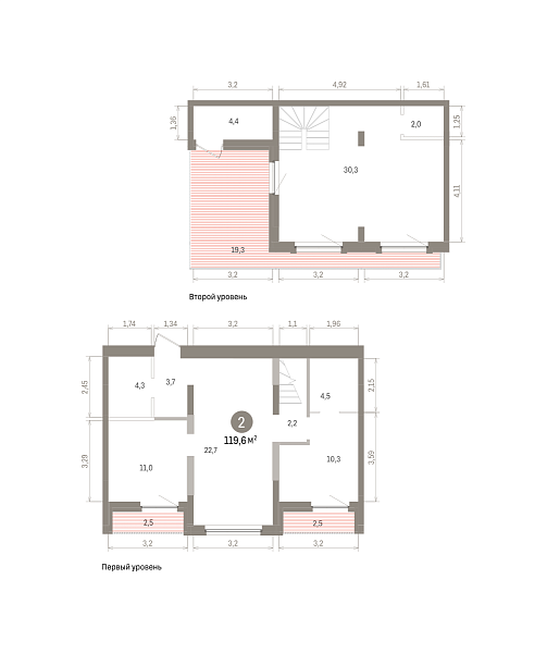 Количество комнат: 2,  119.61 кв.м.